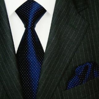 Lorenzo Cana   Italian 100% Silk Woven Tie Hanky Set Blue Midnight   Dot Pattern Necktie   8422901 at  Mens Clothing store