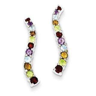 Sterling Silver Multicolor Gemstone Post Earrings, Best Quality Free Gift Box Satisfaction Guaranteed: Jewelry