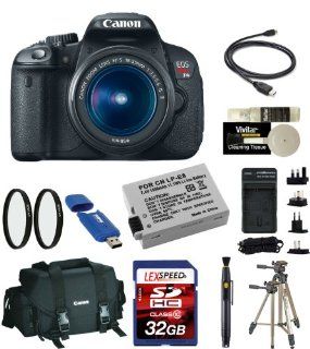 Canon EOS Rebel T4i Digital Camera with EF S 18 55mm f/3.5 5.6 IS II Lens + Canon Deluxe Gadget Bag + LexSpeed 32GB Class 10 Memory Card + Spare Battery + UV Filters + Travel Charger : Digital Slr Camera Bundles : Camera & Photo