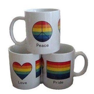 Gay Rainbow Sisters Gay Pride Coffee Mug Peace Love and Pride Mug: Kitchen & Dining
