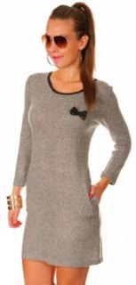 Glamour Empire Women's Back Zip 3/4 Sleeve Tunic Dress Top w/ Pockets & Bow 952 (US 10/12, Light Grey Melange) at  Womens Clothing store