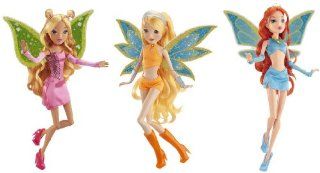 Winx Club Exclusive Charmix Doll Set of 3 with Wings (Bloom, Stella, Flora): Toys & Games