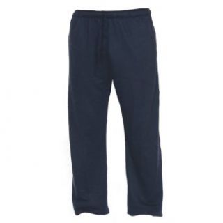 Youth Solid Navy Blue Essential Open Bottom Fleece Pants Unisex: Clothing