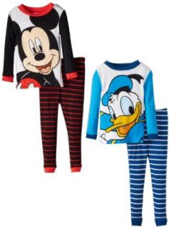 Disney Boys 2 7 Mickey And Donald 4 Piece Pajama Set, Multi, 2T Clothing