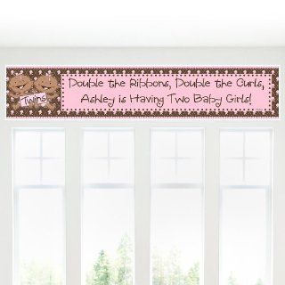 Twin Modern Baby Girls African American   Personalized Baby Shower Banners: Toys & Games