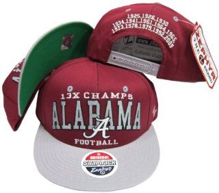 Alabama Crimson Tide 13X National Football Champs Plastic Snapback Adjustable Plastic Snap Back Hat / Cap : Sports Fan Baseball Caps : Sports & Outdoors