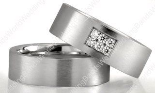 Diamond His and Her Wedding Ring Set 6.00mm Wide, 0.18 Carat Weight: Jewelry