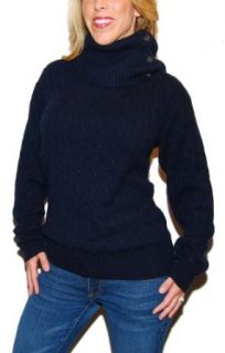 Polo Ralph Lauren Black Label Women Navy Blue Cashmere Cable Sweater Large Pullover Sweaters