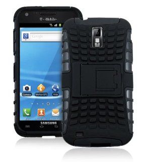 JKase DIABLO Series Tough Rugged Dual Layer Protection Case Cover with Build in Stand for Samsung Galaxy S II (SGH T989) T Mobile ONLY   Retail Packaging   Black: Cell Phones & Accessories