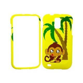 Samsung Galaxy S2 S 2 SII S II T Mobile TMobile Hercules T989 T 989 Happy Monkey Ape Animal Banana Tree on Yellow Design Snap On Hard Protective Cover Cell Phone Case: Cell Phones & Accessories
