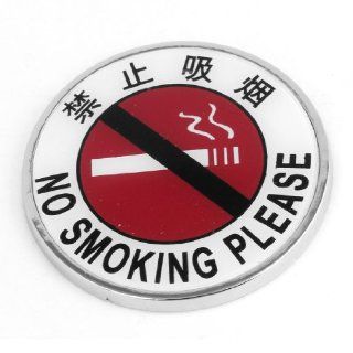 72cm Dia Round NO Smoking Printed Car Auto Sticker Badge Emblem White Red Automotive