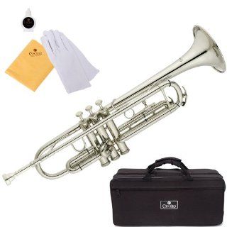 Cecilio 2Series TT 280N Nickel Plated B Flat Trumpet + Hard Case, Mouthpiece and Accessories: Musical Instruments