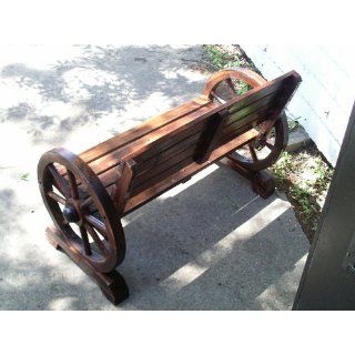 Rustic Wood Design Home Garden Wagon Wheel Bench Decor  Automotive Seat Accessories  Patio, Lawn & Garden