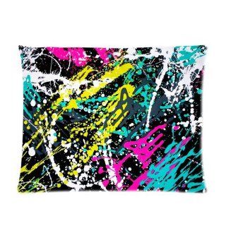 Colorful Neon Paint Splatters on Black Custom Pillowcase Standard Size 20x26 CP 967  