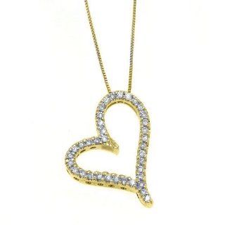 14k Yellow Gold Diamond Heart Pendant .53 Carats Pendant Necklaces Jewelry