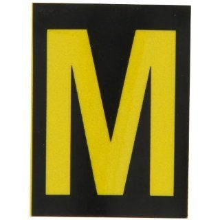 Brady 5890 M Bradylite 1 7/8" Height, 1 3/8 Width, B 997 Engineering Grade Bradylite Reflective Sheeting, Yellow On Black Reflective Letter, Legend "M" (Pack Of 25) Industrial Warning Signs
