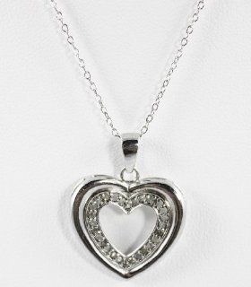 Victoria Townsend Necklace, 18" Sterling Silver Diamond Heart Pendant: Victoria Townsend: Jewelry
