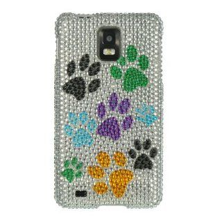 Samsung Infuse / I997 4g Full Diamond Case Silver Multi Dog Paws Case Cover: Cell Phones & Accessories