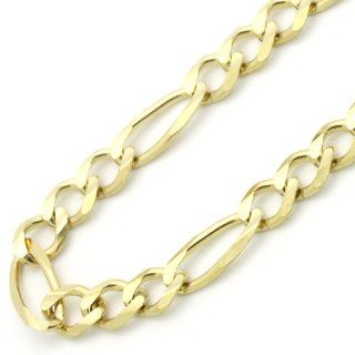 14K Yellow Gold 5mm Figaro Flat Chain Necklace 24": Jewelry