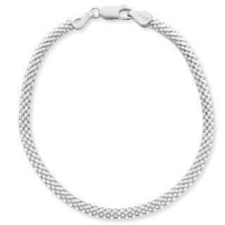 Sterling Silver Mesh Chain Bracelet, 7": Jewelry