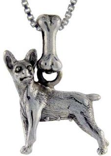 Sterling Silver Miniature Pinscher Dog Pendant : Jewelry