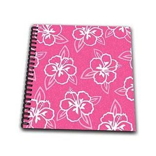 db_77501_1 Janna Salak Designs At the Beach   Hawaiian Hibiscus Flower Print   Pink and White   Drawing Book   Drawing Book 8 x 8 inch