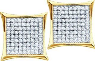 14KT Yellow Gold 0.05 CTW Round Diamond Ladies Micro Pave Fashion Earrings: Vishal Jewelry: Jewelry