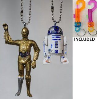 Disney Parks Star Wars "R2 D2" & "C3 PO" Key Chain Set of (2)   Both With Detachable Ball Chain Key Ring   Limited Availability + (2)Colored Belt Loop Key Chains Included: Everything Else