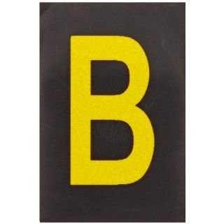 Brady 5905 B Bradylite 1 1/2" Height, 1 Width, B 997 Engineering Grade Bradylite Reflective Sheeting, Yellow On Black Reflective Letter, Legend "B" (Pack Of 25) Industrial Warning Signs