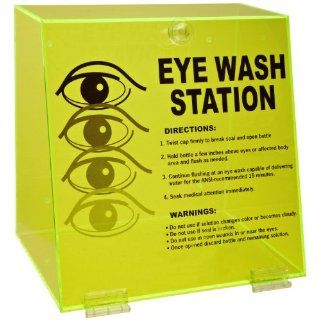 Brady PD997E 10" Height, 10 1/4" Width, 7" Depth, Acrylic, Black On Fluorescent Green Color Double Bottle Eye Wash Station: Science Lab Eye Wash Units: Industrial & Scientific