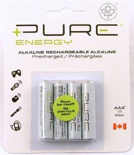 AAA Pure Energy Rechargeable Alkaline Batteries   4 pack: Health & Personal Care