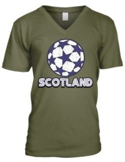 Scotland Soccer Mens V neck T shirt, Scottish Football National Pride Men's V Neck Shirt: Clothing
