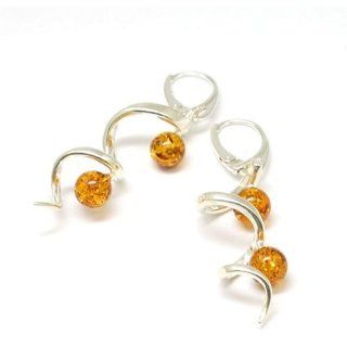 The Olivia Collection Sterling Silver Amber Long Corkscrew Drop Earrings: Dangle Earrings: Jewelry