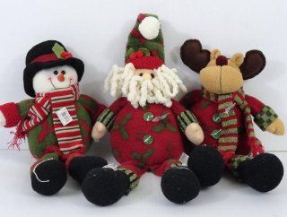 Christmas Decor 3 Pc 16" Inch Stuffed Fabric Santa Snowman Raindeer With Dangling Legs Model SD83290A C SC SD83290A C S SD83290A C R : Everything Else