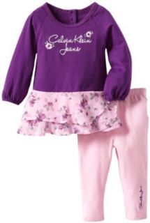 Calvin Klein Baby Girls Infant Comfort Pink Tunic With Leggings, Purple, 12 Months: Clothing