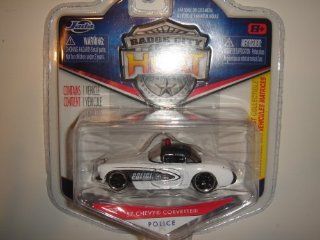 2011 Jada Wave 3 Badge City Heat '57 Chevy Corvette Police White/Black #034: Toys & Games