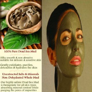 100% Pure Dead Sea Mud (Silky Smooth & Whole With Un Isolated Minerals & Salts) (5 ounce) : Facial Masks : Beauty