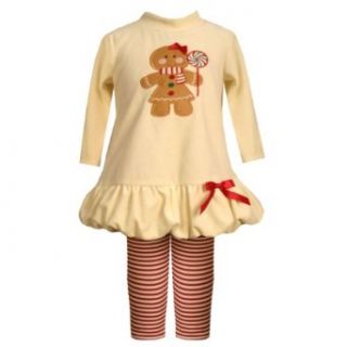 Bonnie Jean Baby/Newborn Girls 3M 9M 2 Piece IVORY RED GINGERBREAD BUBBLE SKIRT Holiday Party Dress/Tunic Leggings/Pants Outfit Set 3/6M BNJ 3683X X03683: Clothing