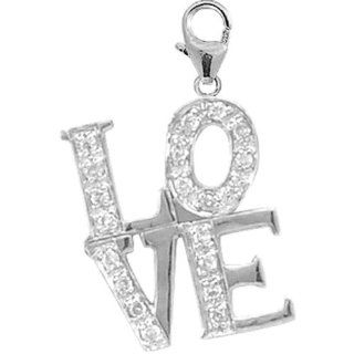 14K White Gold Diamond Love Charm: Jewelry