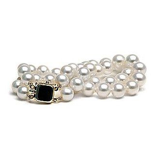 Double Strand Freshwater Pearl Bracelet, AA+ or AAA Quality White Gold: Jewelry