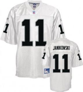 Sebastian Janikowski White Reebok NFL Replica Oakland Raiders Jersey   Large : Sports Fan Jerseys : Clothing