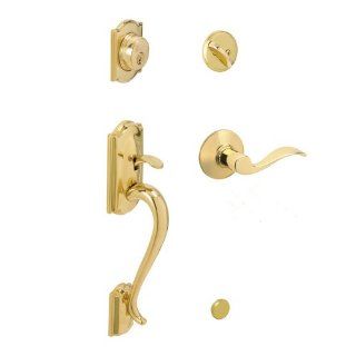 Schlage SecureKey Polished Brass Residential Single Cylinder Entry Door Handleset with Deadbolt   Entry Door Handle Lock Sets  