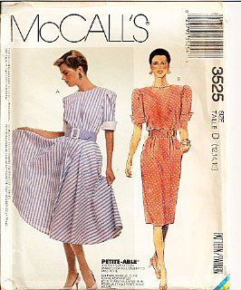 McCalls 3525 Dress with Flare Skirt or Pencil Skirt, Belt Sizes 10 to 14 Petite able Vintage : Other Products : Everything Else