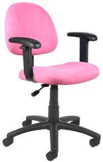 Boss Microfiber Deluxe Posture Chair with Adjustable Arms, Pink   Desk Chairs