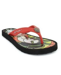 Ed Hardy Flip Flop Sandals Shoes Geisha Skull Logo Size 5: Shoes
