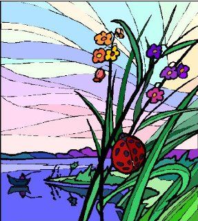Lady bug & Flowers 8" Printed color sticker decal for any smooth surface such as windows bumpers laptops or any smooth surface.: Everything Else