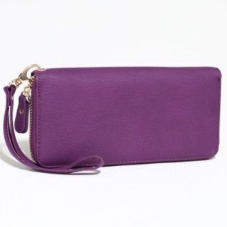 Dasein Women's Fashion Zip Around Wallet w/ Detachable Wristlet Strap   Purple: Shoes