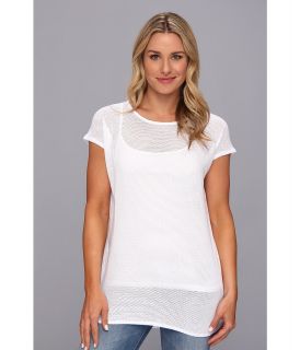 Allen Mesh Dolman Tee Womens Short Sleeve Pullover (White)