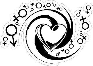10" wide Heart and Male/Female Symbols Tattoo. Printed vinyl decal sticker for any smooth surface such as windows bumpers laptops or any smooth surface.: Everything Else