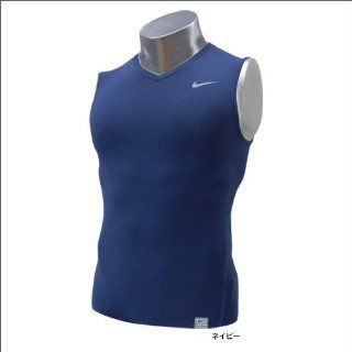 Nike Men's Core Compression Sleeve Less V neck Shirt (Navy/X Large) Sports & Outdoors